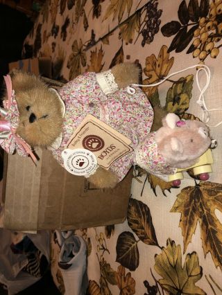 Boyds Bears 9in Pre Owned W/ Tags Bear With Pull Toy Pig 2
