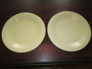 2 Hlc Homer Laughlin Vintage Fiesta 10 - 1/2 " Ivory Dinner Plates