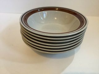 Set Of 7 Contemporary Chateau Stoneware Brown Cereal Bowl 6 1/2”
