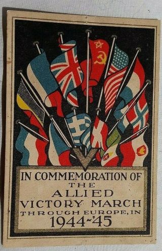Netherlands 1945 Allied Victory March Through Europe Commemorative Card,  Flags