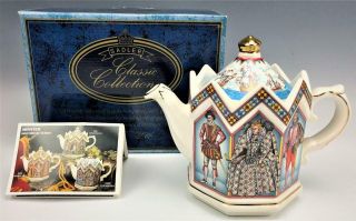 Sadler Staffordshire England Elizabeth I Spanish Armada Porcelain Teapot W Box