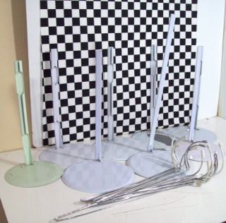 Eight (8) Metal Base Doll Stands For 24 " To 32 " Dolls Metal Harps/wires 7 " Base