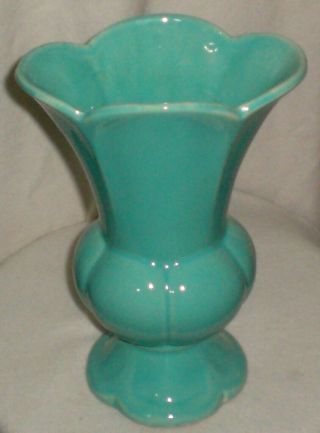 Vintage Art Pottery Blue Melon Vase