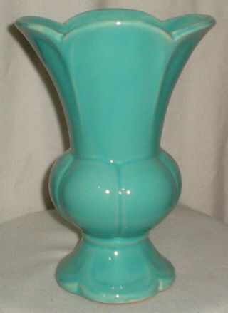 Vintage Art Pottery Blue Melon Vase 2