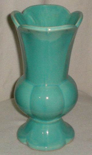 Vintage Art Pottery Blue Melon Vase 3
