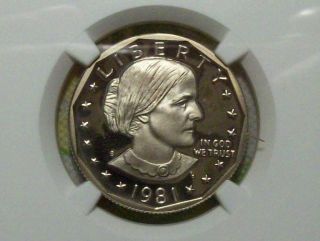 Key Date 1981 - S Type 2 Proof Susan B.  Anthony Dollar - Ngc Pf 69 Ultra Cameo