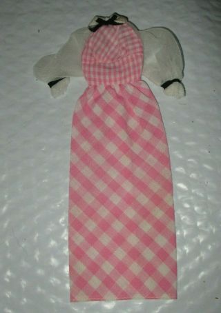 Mattel 1973 Quick Curl Barbie Doll Dress Only 4221 Pink White Gingham Check
