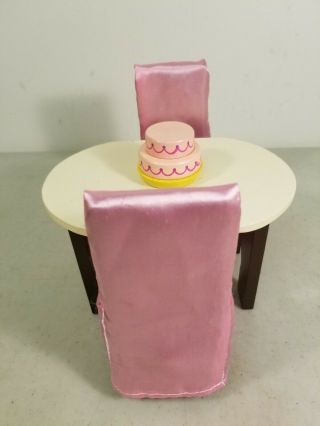 1:6 Scale Wooden Dollhouse Furniture: Dining Table,  2 Chairs & Birthday Cake 3