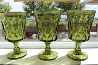 3 Avocado Green Noritake Perspective 6 3/8 " Iced Tea Goblets Glasses