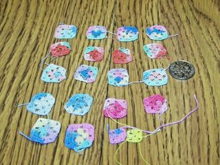 (18, ) Tiny Miniature Hand - Crochet " Granny " Squares 1:12 Thread Each Approx.  5/8 "