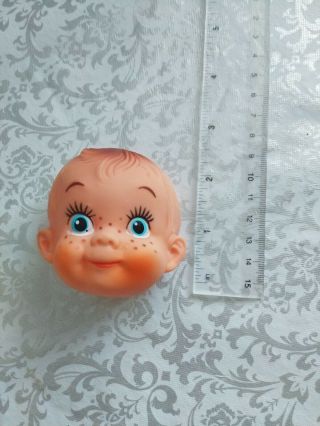 Vintage Vinyl Rubber Baby Boy Child Doll Making Half Head Baking Craft Blue Eyes