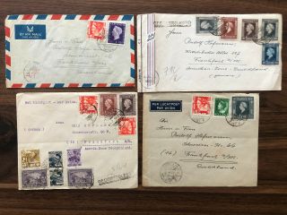 4 X Southeast Asia Netherlands Indie Old Cover To Germany 1948