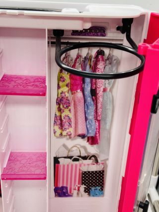 Barbie Pink Wardrobe Closet With Handle Hard Plastic Carrying Case 2015 Mattel 3