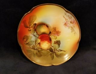 Vintage J&c Louise Bavaria Hand Painted Apple Porcelain Plate Signed Koch 8.  5 "