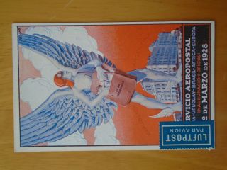 Scarce 1928 Servicio Aeropostal South America Africa Europe Postcard
