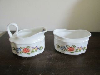 Aynsley England Porcelain Cottage Garden Creamer And Sugar Bowl