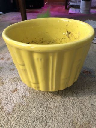 Vintage Mccoy Large Yellow Pottery Planter Bamboo Pattern