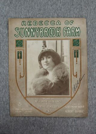 Sheet Music Vintage 1914 Rebecca Of Sunny Brook Farm Ziegfeld Follies Girl Photo