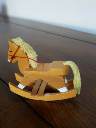 Miniature Dollhouse Wooden Rocking Horse 2