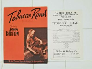 1941 Tobacco Road Program & Capitol Theatre Playbill John Barton Photos Bios