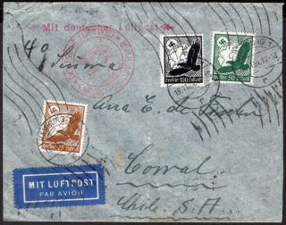 372 Germany To Chile Air Mail Cover 1934 Lufthansa Hamburg - Corral