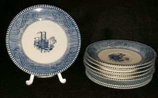 8 Vintage Currier & Ives Blue & White Royal China 