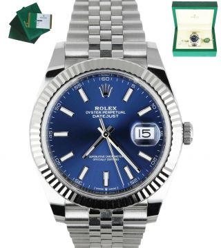 2019 Rolex Datejust 41 Blue Stainless Steel Fluted Jubilee 41mm Date 126334
