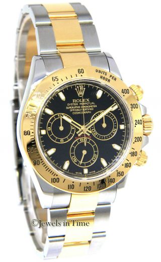 Rolex Daytona 18k Yellow Gold & Steel Black Dial Mens 40mm Watch 116523 Z 3