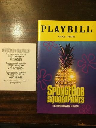 Spongebob Squarepants Playbill Broadway Musical With Cast Insert - Sep 2018