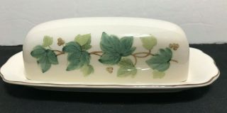Nikko Casual Living Tableware 2 Piece Butter Dish & Lid.  Ivy Leaves Greenwood