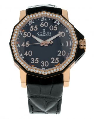 Corum Admirals Cup 18k Rose Gold Diamond Bezel 40mm Watch 082 - 954 - 85 - 0081 - Pn33