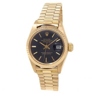 Rolex Datejust 18k Yellow Gold President Automatic Black Ladies Watch 6917