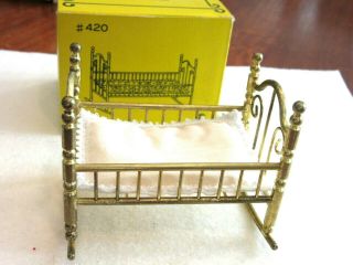 Miniature House Doll House Miniature Brass Crib 1:12