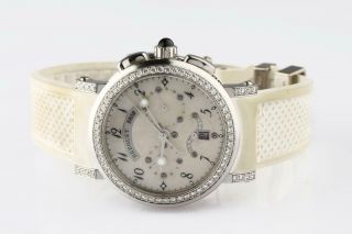 Breguet Marine Ref 8828 18k White Gold Diamonds Ladies Chronograph Wristwatch
