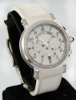 Breguet Marine Ref 8828 18k White Gold Diamonds Ladies Chronograph Wristwatch 3