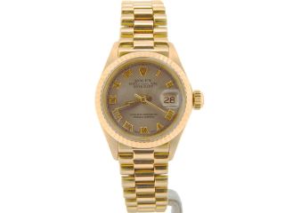 Lady Rolex Solid 18K Yellow Gold Datejust President w/Slate Gray Roman Dial 6917 2