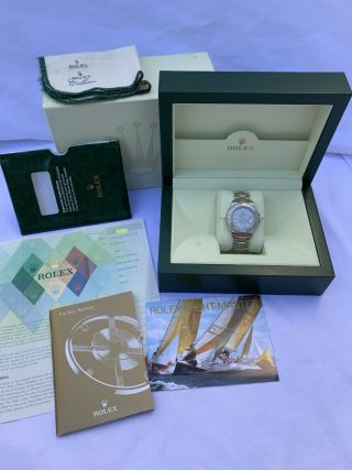 Rolex YachtMaster Steel with Platinum Dial and Bezel 35mm 168622 Complete Set 2