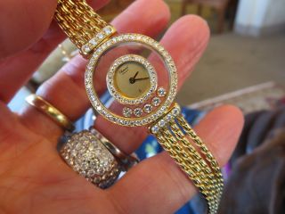 Chopard 18k Yellow Gold Happy Diamonds Diamond Watch Diamond Bezel Vvs2 F