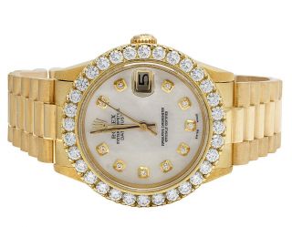 Rolex 18k Yellow Gold President Datejust 31mm Midsize 68278 Diamond Watch 3.  5 Ct