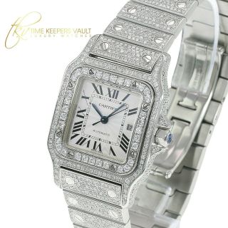 Cartier Santos Galbée 2319 Midsize Full Diamond Watch Auto
