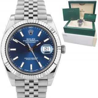 2020 Card Rolex Datejust 41 Blue Stainless Steel Jubilee Watch 126334