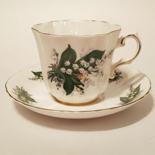 Vintage Royal Grafton Fine Bone China Tea Cup Saucer England Lily Of The Valley
