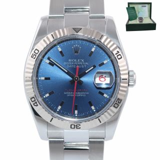 Papers Rolex Datejust 116264 Turn - O - Graph Thunderbird Steel Blue White Gold Watc