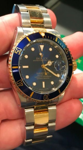 Rolex 18k Gold/stainless Steel Oyster Perpetual Submariner W/ Papers 