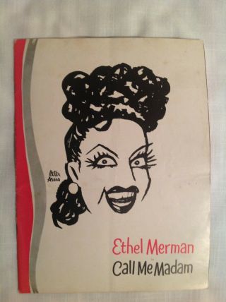 Souvenir Theatre Program “call Me Madam” Ethel Merman,  12” X 9”