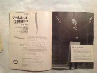 Souvenir Theatre Program “Call Me Madam” Ethel Merman,  12” x 9” 2