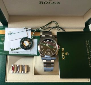 2019 Rolex Explorer I Black Full Lume 3 - 6 - 9 Mk2 39mm 214270 Steel Watch