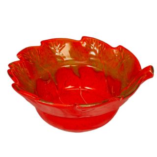 Vintage California Pottery Leaf Design Candy Dish Bowl Burnt Orange