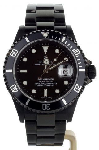 Rolex Submariner Date 40mm 16610 Blacked Out Full Set