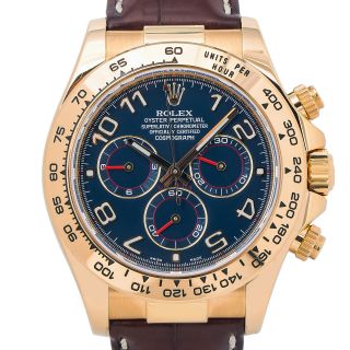 Rolex Daytona 116518 18k Gold Blue Arabic Dial Automatic Watch With Paper 40mm